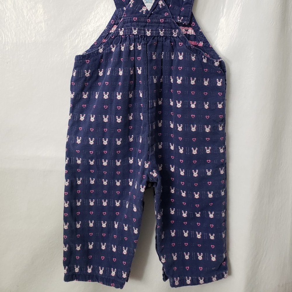 Vintage OshKosh Vestbak Bunny Overalls 6 9 month Denim Jean Heart Baby Rabbit - Picture 5 of 8